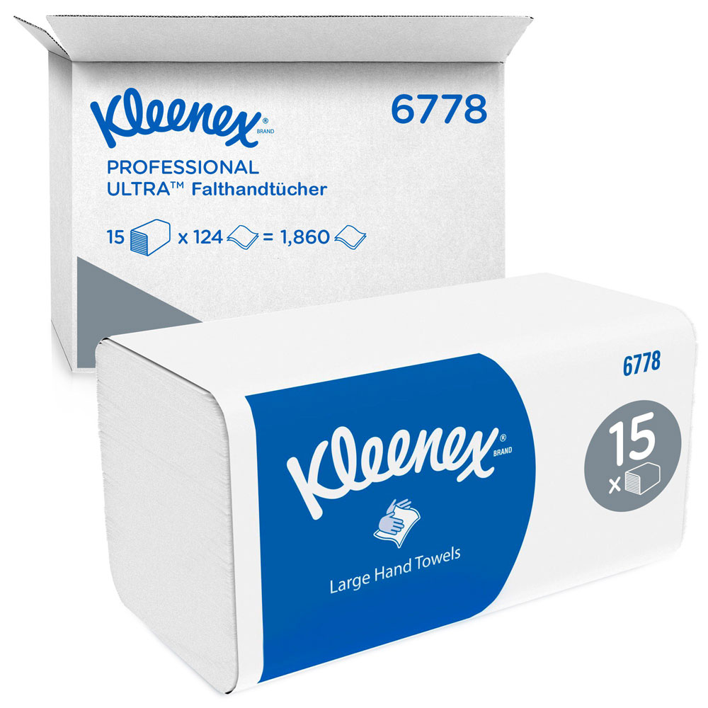 Kleenex Ultra 6778 Interfold Handtücher, 2-lagig, ca. 21,5 x 31,8 cm, 1’860 Blatt