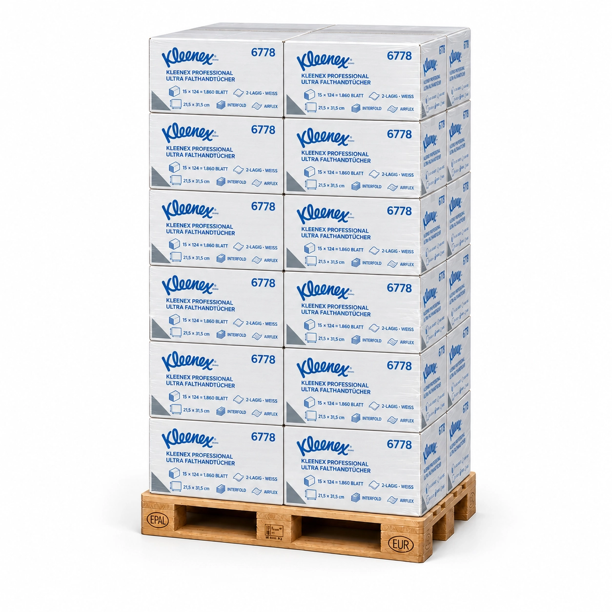 28x Kimberly-Clark Kleenex Ultra Handtuch Interfold weiss, 2-lagig, 21,5 x 31,5 cm, 1860 Blatt
