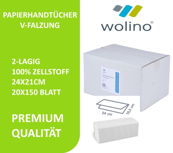 wolino® Papierhandtücher V-Falzung Mix 2-lagig 3150 Blatt Verpackung PH441 764018644415