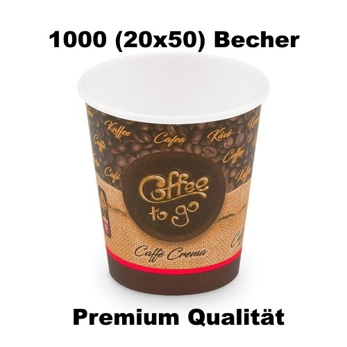 1000 Stück - 200ml Einweg-Kaffeebecher Coffee to go S - 1 Karton